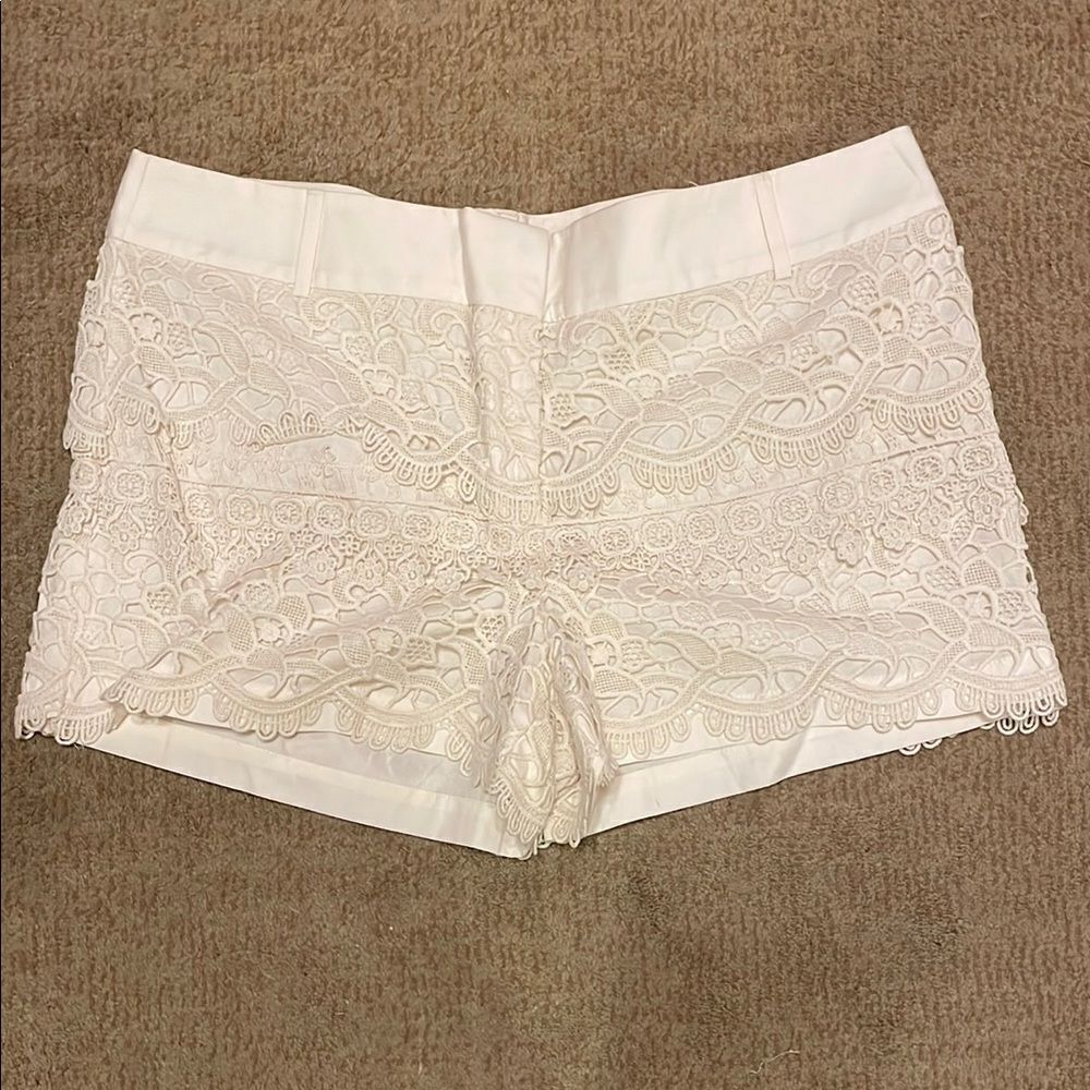 LOFT Women's Lace Overlay Shorts - Cream